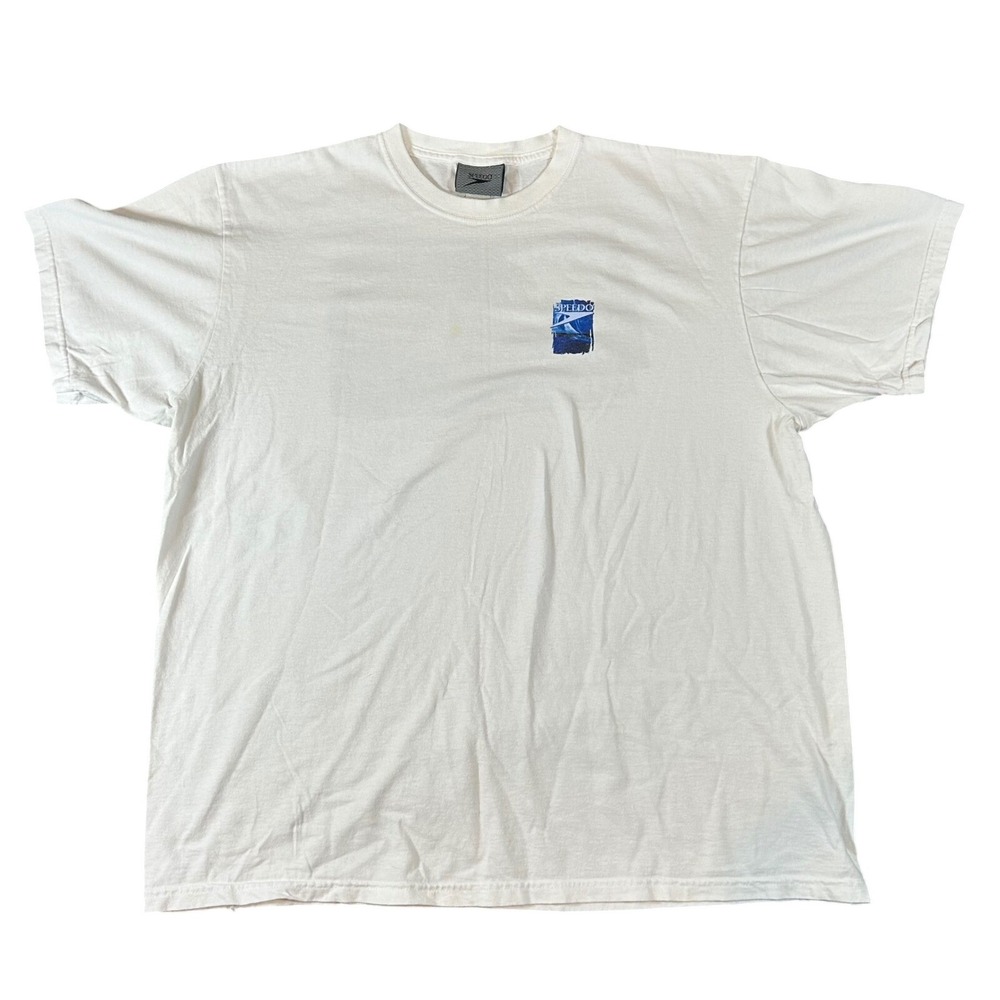 Vintage Speedo Mens White Graphic Shirt Surf Tropical Graphic Tee Size 3XL 2003 - Picture 1 of 8